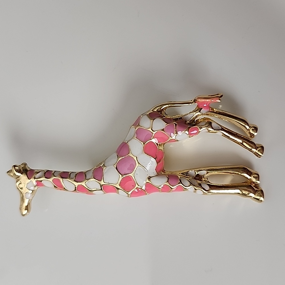 Fun Colorful Pink and White Giraffe 🦒 Brooch